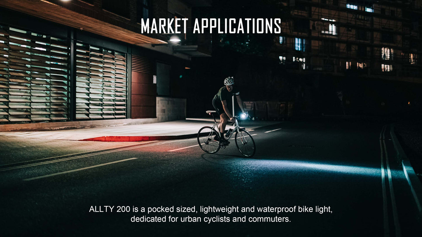 ALLTY 200 Rechargeable USB-C Road Bike Light