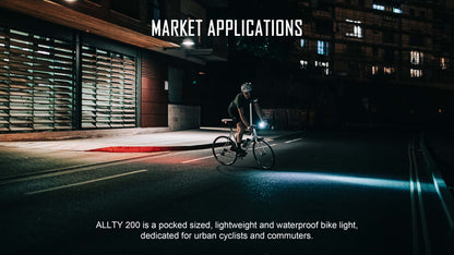 ALLTY 200 Rechargeable USB-C Road Bike Light