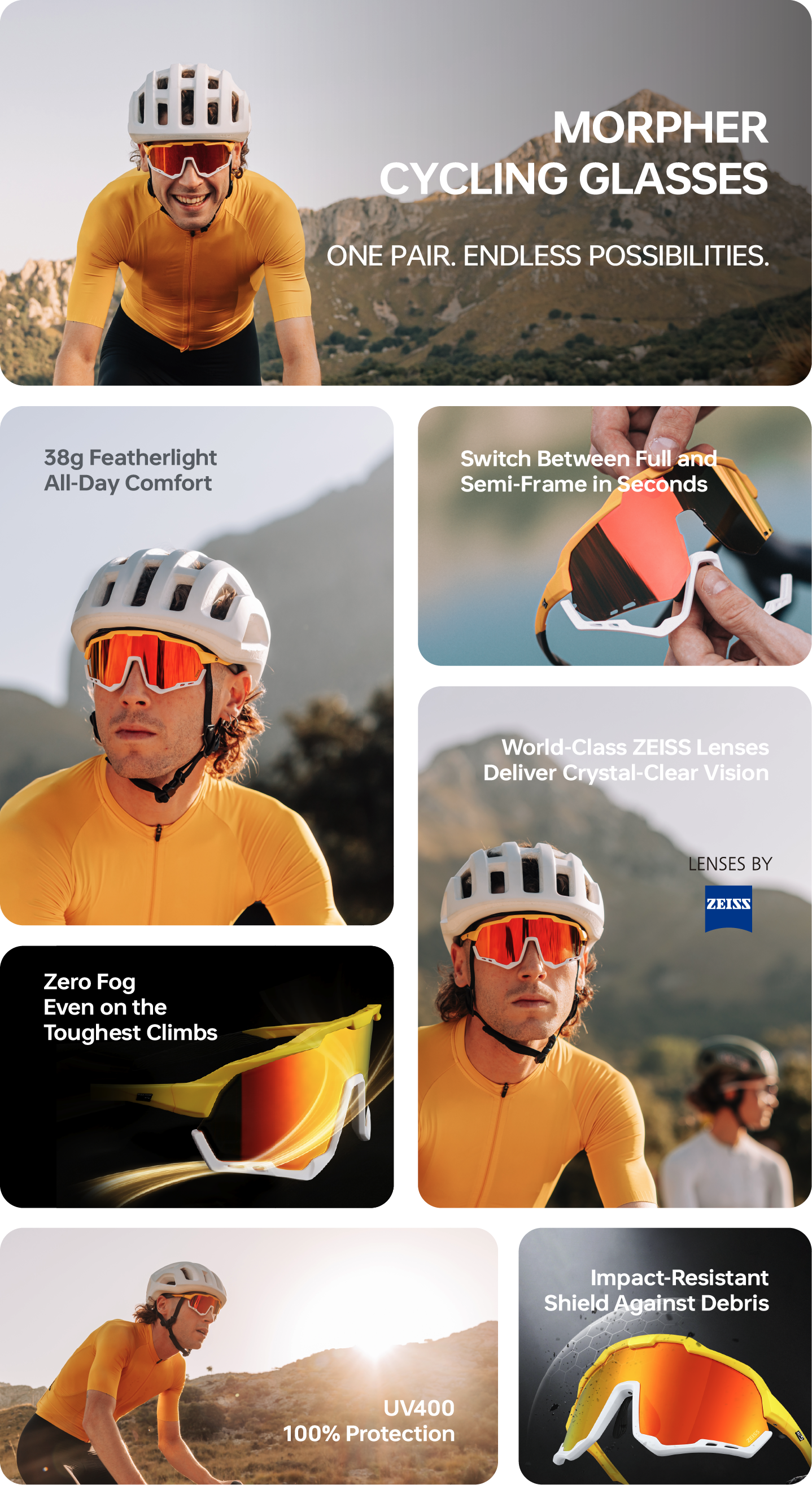 Morpher Cycling Glasses - Mirror Photochromic Model
