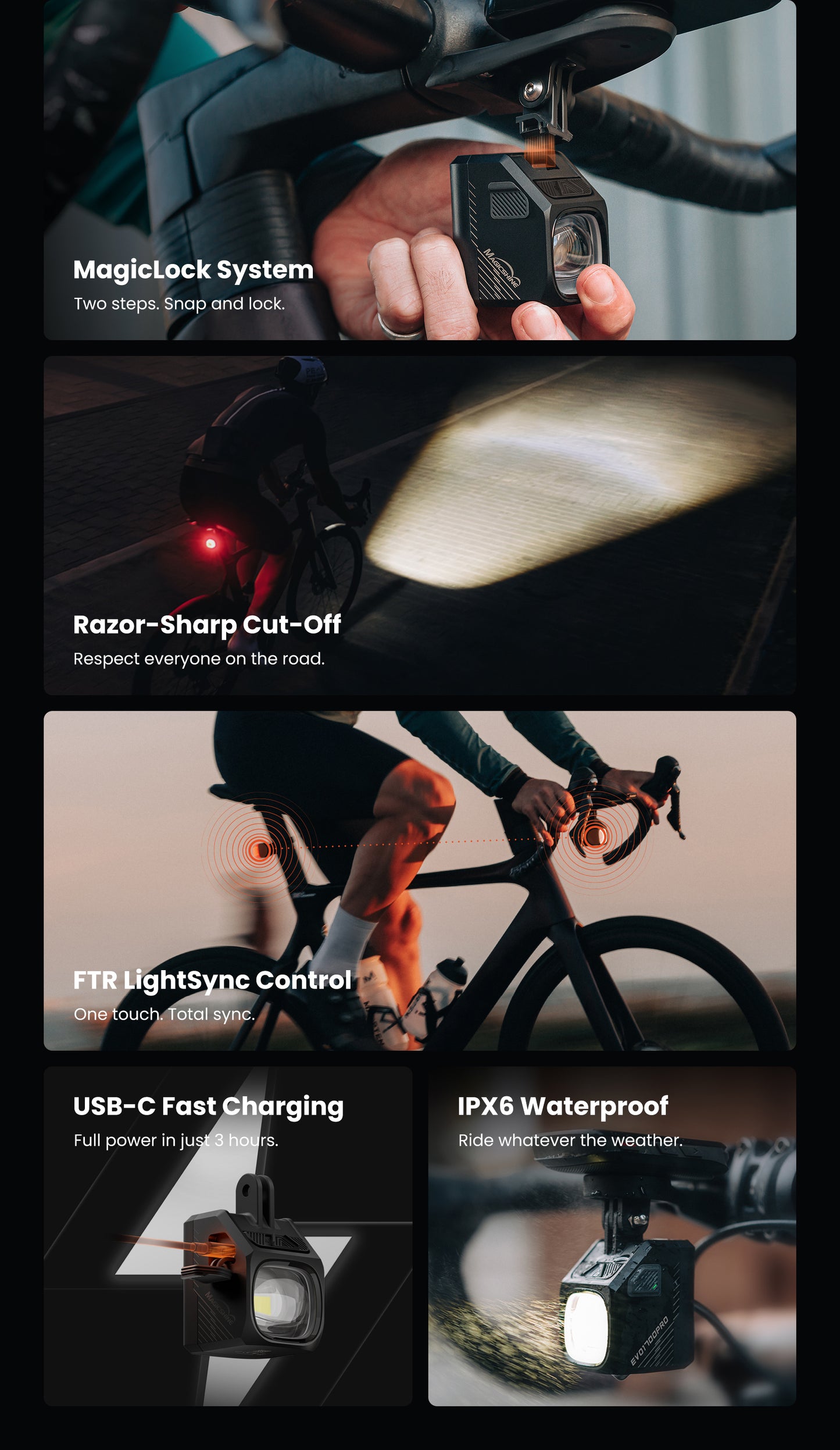 Magicshine EVO 1700 Pro Underneath Mounted Bike Light With Cut-Off Line Design