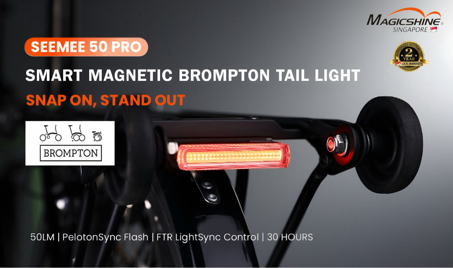 Magicshine SEEMEE 50 Pro Smart Magnetic Quick Release Brompton Bike Tail Light